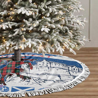 Personalized Scotland Christmas Tree Skirt Tartan Unicorn with Edinburgh Castle - Wonder Print Shop