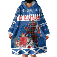 Personalized Scotland Christmas Wearable Blanket Hoodie Tartan Unicorn with Edinburgh Castle - Wonder Print Shop