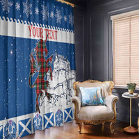 Personalized Scotland Christmas Window Curtain Tartan Unicorn with Edinburgh Castle - Wonder Print Shop