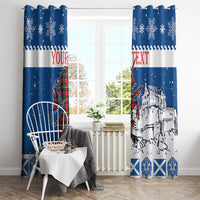 Personalized Scotland Christmas Window Curtain Tartan Unicorn with Edinburgh Castle - Wonder Print Shop
