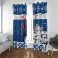 Personalized Scotland Christmas Window Curtain Tartan Unicorn with Edinburgh Castle - Wonder Print Shop