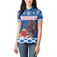 Personalized Scotland Christmas Women Polo Shirt Tartan Unicorn with Edinburgh Castle - Wonder Print Shop