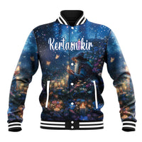 Personalized Iceland Yule Lads Christmas Baseball Jacket Merry Kertasnikir Under Vibrant Flowers - Wonder Print Shop
