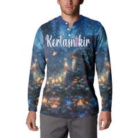 Personalized Iceland Yule Lads Christmas Button Sweatshirt Merry Kertasnikir Under Vibrant Flowers - Wonder Print Shop