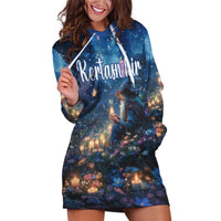 Personalized Iceland Yule Lads Christmas Hoodie Dress Merry Kertasnikir Under Vibrant Flowers - Wonder Print Shop