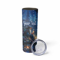 Personalized Iceland Yule Lads Christmas Skinny Tumbler Merry Kertasnikir Under Vibrant Flowers - Wonder Print Shop