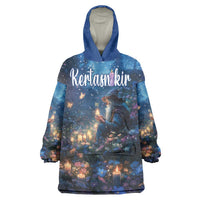 Personalized Iceland Yule Lads Christmas Wearable Blanket Hoodie Merry Kertasnikir Under Vibrant Flowers - Wonder Print Shop