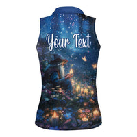 Personalized Iceland Yule Lads Christmas Women Sleeveless Polo Shirt Merry Kertasnikir Under Vibrant Flowers - Wonder Print Shop