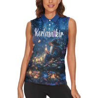 Personalized Iceland Yule Lads Christmas Women Sleeveless Polo Shirt Merry Kertasnikir Under Vibrant Flowers - Wonder Print Shop