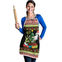 Six Seven Christmas Apron Funny Santa and Green Hands - Wonder Print Shop