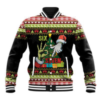 Six Seven Christmas Baseball Jacket Funny Santa and Green Hands - Wonder Print Shop