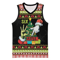 Six Seven Christmas Basketball Jersey Funny Santa and Green Hands - Wonder Print Shop