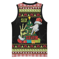 Six Seven Christmas Basketball Jersey Funny Santa and Green Hands - Wonder Print Shop
