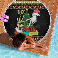 Six Seven Christmas Beach Blanket Funny Santa and Green Hands - Wonder Print Shop