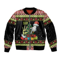 Six Seven Christmas Bomber Jacket Funny Santa and Green Hands - Wonder Print Shop