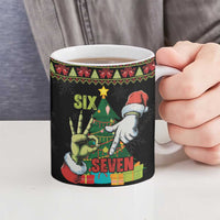 Six Seven Christmas Ceramic Mug Funny Santa and Green Hands - Wonder Print Shop