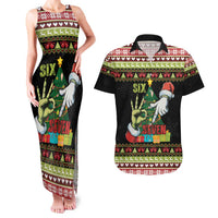 Six Seven Christmas Couples Matching Tank Maxi Dress and Hawaiian Shirt Funny Santa and Green Hands - Wonder Print Shop