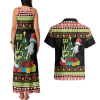 Six Seven Christmas Couples Matching Tank Maxi Dress and Hawaiian Shirt Funny Santa and Green Hands - Wonder Print Shop