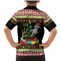 Six Seven Christmas Family Matching Mermaid Dress and Hawaiian Shirt Funny Santa and Green Hands - Wonder Print Shop