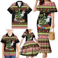 Six Seven Christmas Family Matching Mermaid Dress and Hawaiian Shirt Funny Santa and Green Hands - Wonder Print Shop