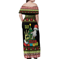 Six Seven Christmas Family Matching Off Shoulder Maxi Dress and Hawaiian Shirt Funny Santa and Green Hands - Wonder Print Shop
