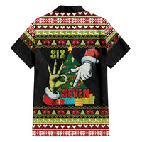 Six Seven Christmas Family Matching Off Shoulder Short Dress and Hawaiian Shirt Funny Santa and Green Hands - Wonder Print Shop