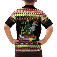 Six Seven Christmas Family Matching Puletasi and Hawaiian Shirt Funny Santa and Green Hands - Wonder Print Shop