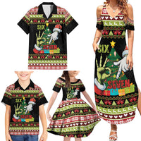 Six Seven Christmas Family Matching Summer Maxi Dress and Hawaiian Shirt Funny Santa and Green Hands - Wonder Print Shop
