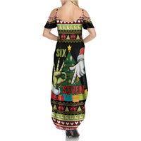 Six Seven Christmas Family Matching Summer Maxi Dress and Hawaiian Shirt Funny Santa and Green Hands - Wonder Print Shop