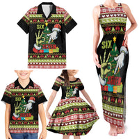Six Seven Christmas Family Matching Tank Maxi Dress and Hawaiian Shirt Funny Santa and Green Hands - Wonder Print Shop