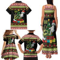 Six Seven Christmas Family Matching Tank Maxi Dress and Hawaiian Shirt Funny Santa and Green Hands - Wonder Print Shop