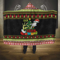 Six Seven Christmas Hooded Blanket Funny Santa and Green Hands - Wonder Print Shop