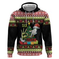 Six Seven Christmas Hoodie Funny Santa and Green Hands - Wonder Print Shop