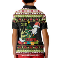 Six Seven Christmas Kid Polo Shirt Funny Santa and Green Hands - Wonder Print Shop