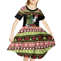 Six Seven Christmas Kid Short Sleeve Dress Funny Santa and Green Hands - Wonder Print Shop
