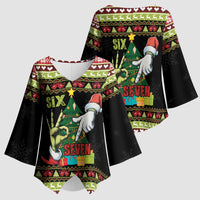 Six Seven Christmas Kimono Sleeve Blouse Funny Santa and Green Hands - Wonder Print Shop