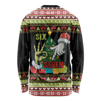 Six Seven Christmas Long Sleeve Shirt Funny Santa and Green Hands - Wonder Print Shop