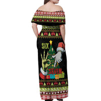 Six Seven Christmas Off Shoulder Maxi Dress Funny Santa and Green Hands - Wonder Print Shop