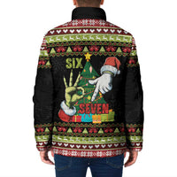 Six Seven Christmas Padded Jacket Funny Santa and Green Hands - Wonder Print Shop
