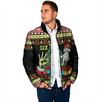 Six Seven Christmas Padded Jacket Funny Santa and Green Hands - Wonder Print Shop