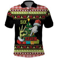 Six Seven Christmas Polo Shirt Funny Santa and Green Hands - Wonder Print Shop