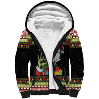 Six Seven Christmas Sherpa Hoodie Funny Santa and Green Hands - Wonder Print Shop