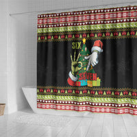 Six Seven Christmas Shower Curtain Funny Santa and Green Hands - Wonder Print Shop