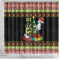 Six Seven Christmas Shower Curtain Funny Santa and Green Hands - Wonder Print Shop