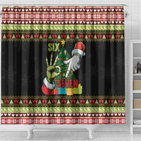 Six Seven Christmas Shower Curtain Funny Santa and Green Hands - Wonder Print Shop