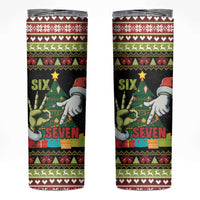 Six Seven Christmas Skinny Tumbler Funny Santa and Green Hands - Wonder Print Shop