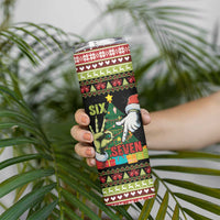 Six Seven Christmas Skinny Tumbler Funny Santa and Green Hands - Wonder Print Shop
