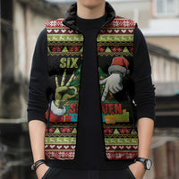 Six Seven Christmas Sleeveless Puffer Jacket Funny Santa and Green Hands - Wonder Print Shop