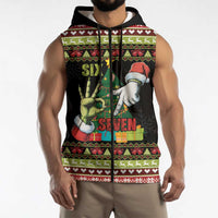 Six Seven Christmas Sleeveless Zip Hoodie Funny Santa and Green Hands - Wonder Print Shop