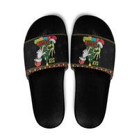 Six Seven Christmas Slide Sandals Funny Santa and Green Hands - Wonder Print Shop